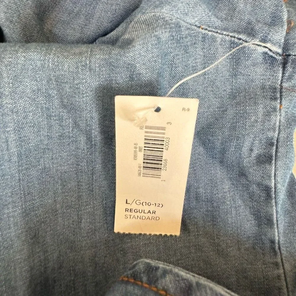 OLD NAVY youth Blue Chambray Lightweight Jacket with Waterfall collar size L NWT